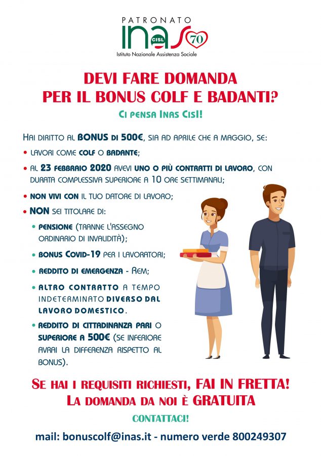 Bonus colf e badanti CISL Toscana